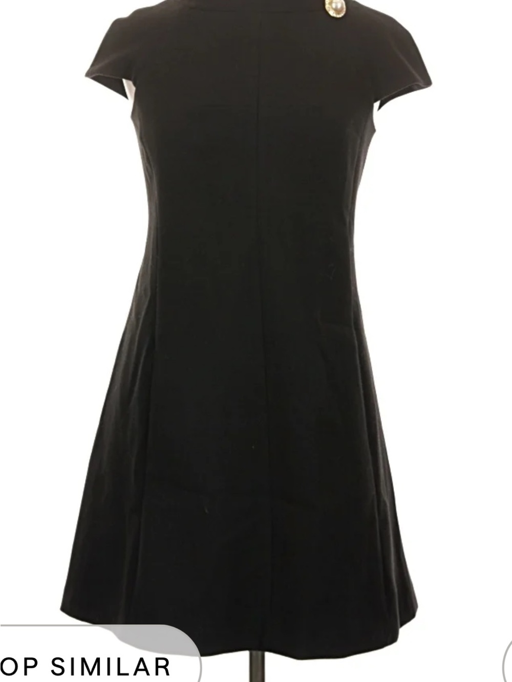 Harper Black Dress with Gold/Pearl/Crystals Accent Button
